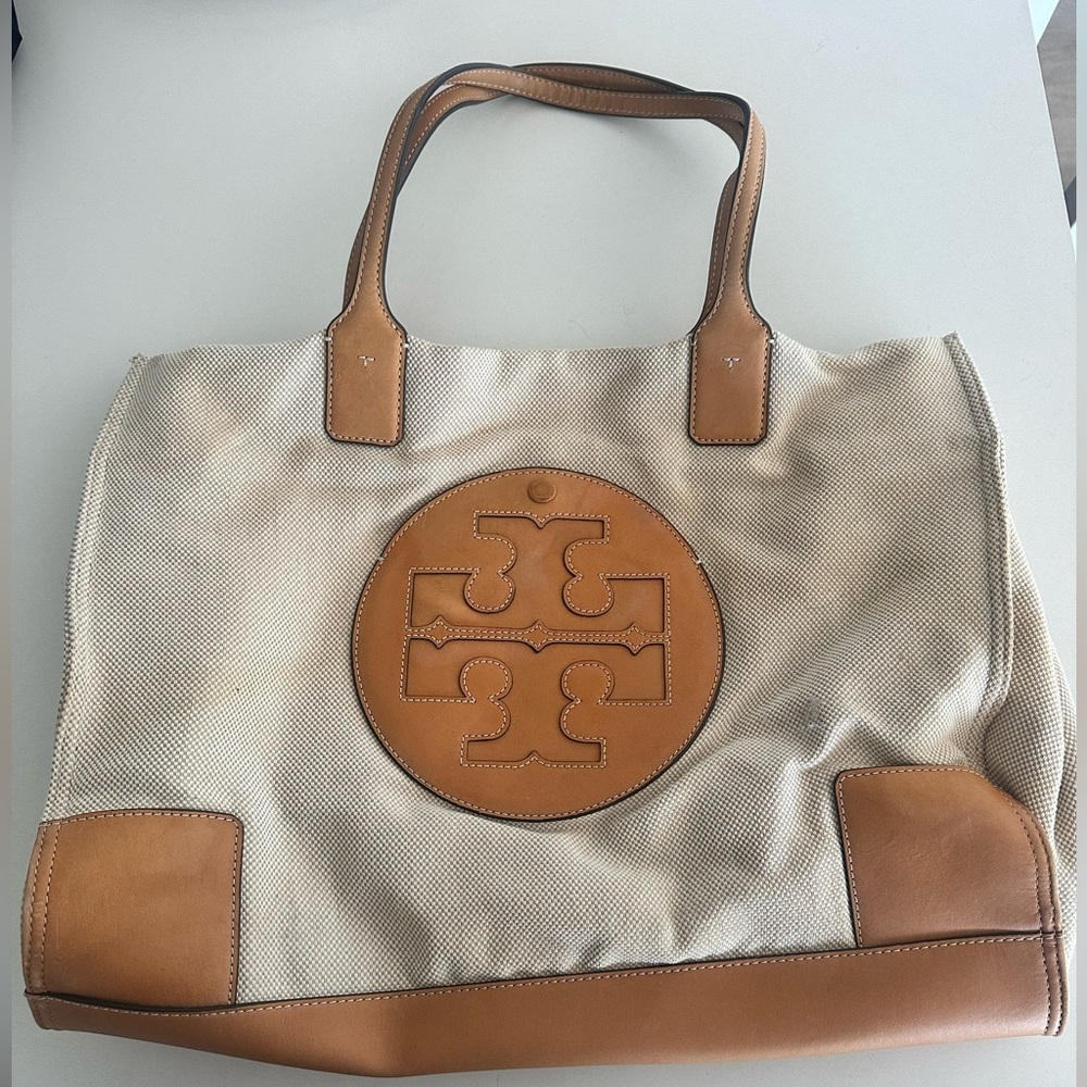 Tory Burch Tan and Cream Women's Ella Tote Bag